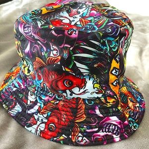 Tattoo style bucket hat. NOT Ed Hardy.